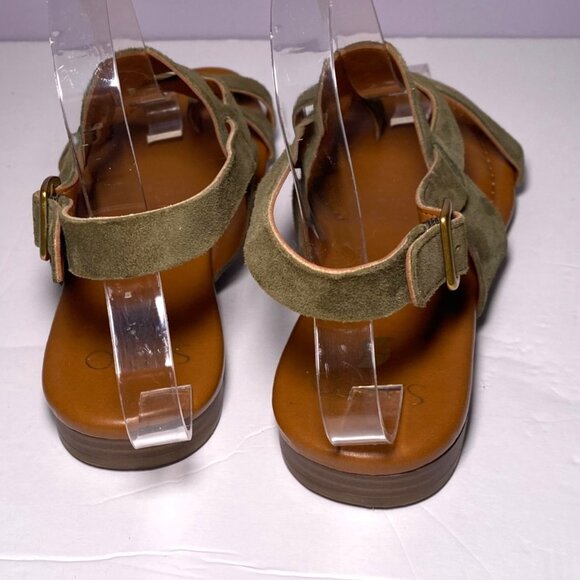 Franco Sarto Womens Olive Green Suede Strap Sandals Sz 8 Buckle Closure Toe Loop - Picture 5 of 7